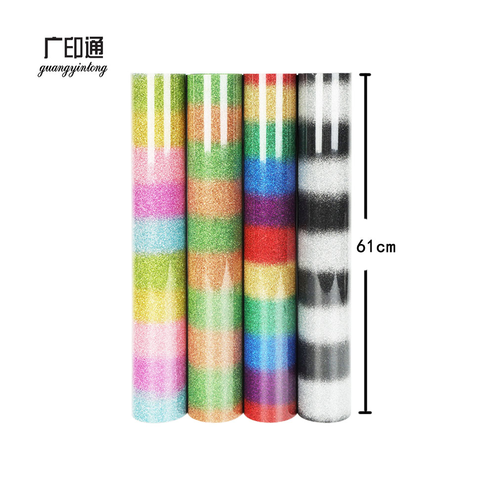 PU rainbow glitter vinyl roll 61cm*25m